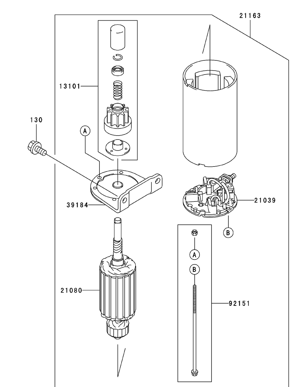 Kawasaki Fh680v-Ds29 Starter Diagram and Parts List for M48-KW (53AI8CT2050-23HP)(2010) Cub Cadet Lawn Tractor
